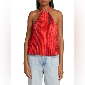 NWT Alice + Olivia Alycia Pleated Halterneck Top